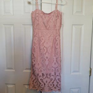 Bardot pink lace dress
